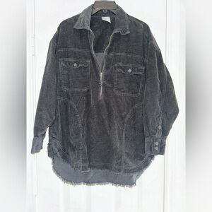 Offline by Aerie Black Corduroy Half Zip Top Sz XS